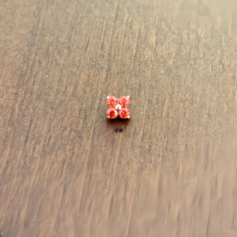 メーカー卸売 F136/G23 チタン合金四つ葉のクローバーカラージルコンリップネイル純チタンフラワーダイヤモンドイヤリングイヤリング|undefined