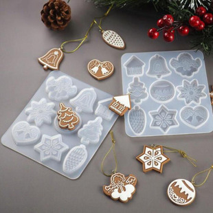 DIY Crystal Glue Resin Mold Christmas Tree Snowflake Elk Pendant Keychain Hanging Jewelry Silicone Mold