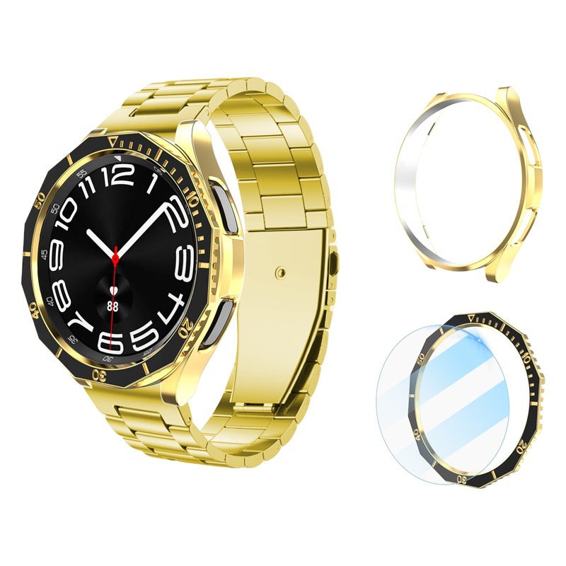 Aplicable a Samsung watch6 Classic cáscara protectora R950/R960 escala bisel + galvanoplastia Shell + película templada