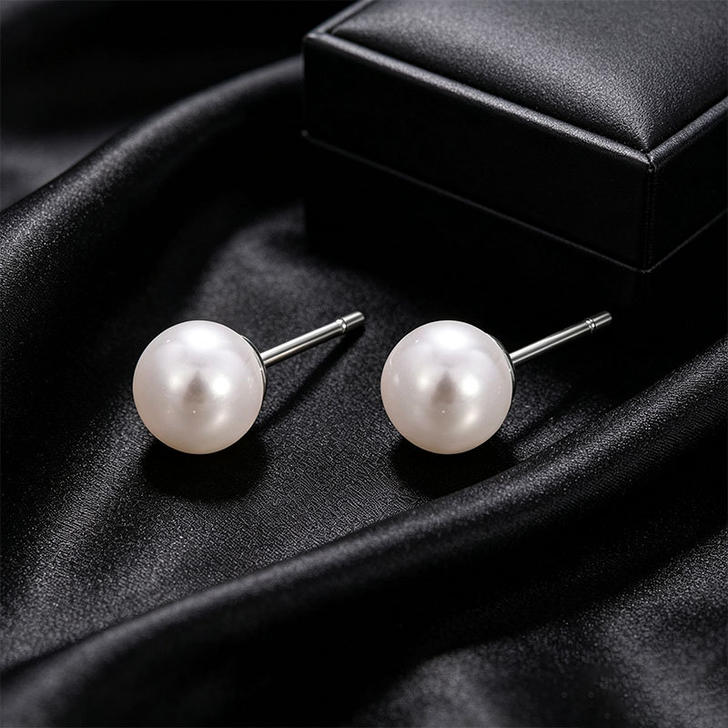 Pendientes de Perla Sintética de Aleación de Cobre con Diseño Geométrico para Mujer