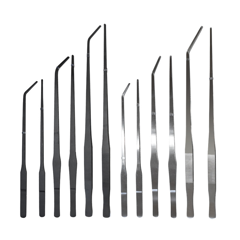 430镊子加长弯头鱼缸水草昆虫多肉夹子扁头喂食取物捏子防滑