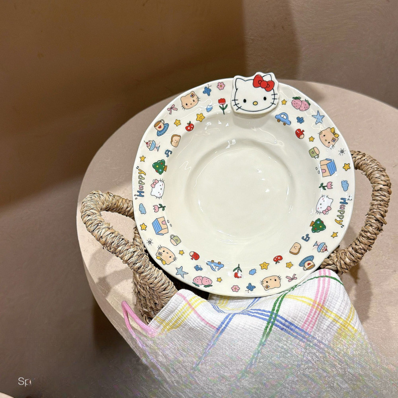 Kt Series Tableware for Home Use, Hello Kitty Dinner Plate, Rice Bowl, Salad Plate, Single-Serving Meal Set, Qixi Festival Gift Kt Series Tableware for Home Use, Hello Kitty Dinner Plate, Rice Bowl, Salad Plate, Single-Serving Meal Set, Qixi Festival Gift