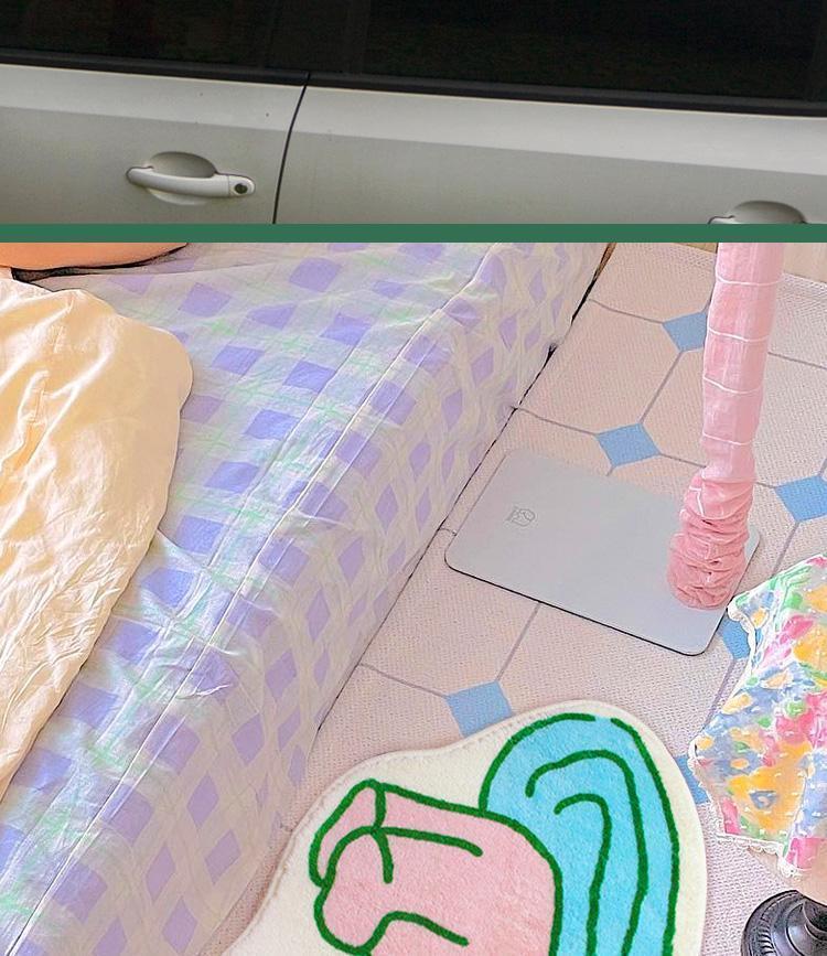 Korean-style cute bunny bathroom mat, absorbent faux cashmere mat, non-slip and easy-to-clean foot mat for bathroom entrance