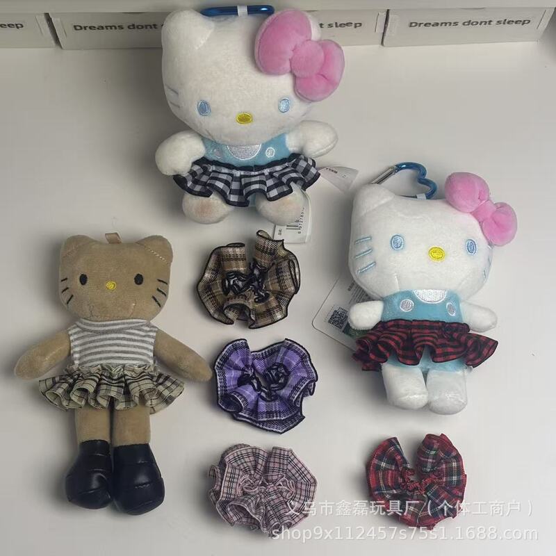 Popular 10cm Doll Clothes Long-Legged Kt Cat School-Style Plaid Dress Replacement Outfit Mini Skirt Wholesale