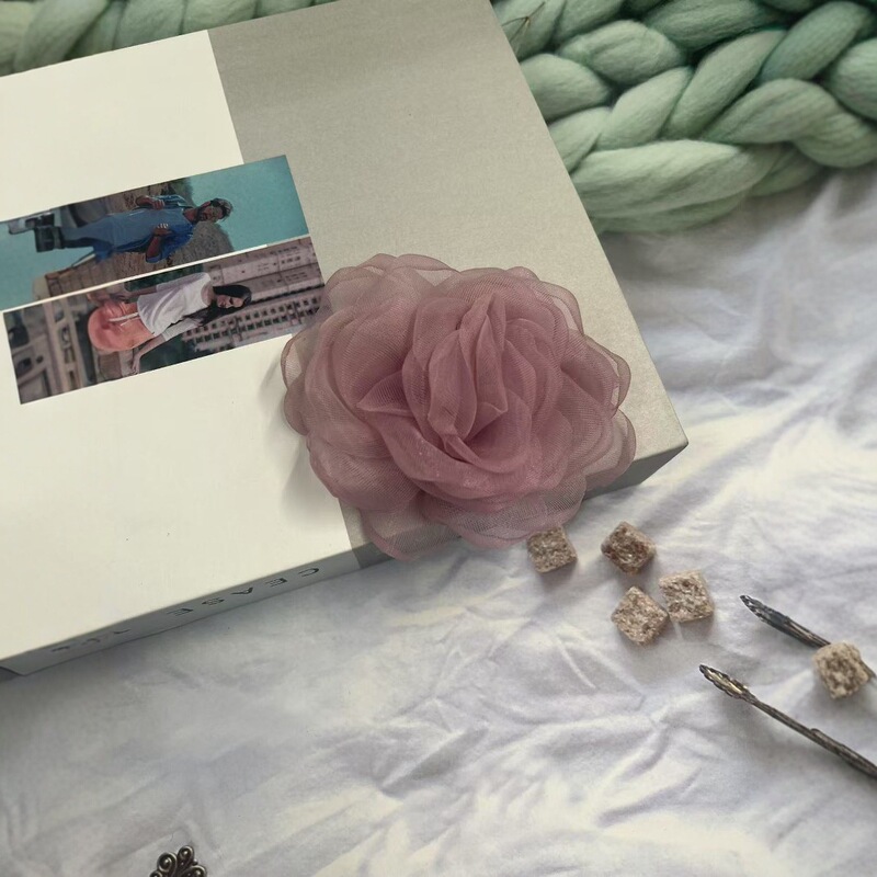 Caro同款烤边布艺花朵9cm立体烧边花朵diy发饰鞋帽胸花饰品配件|undefined