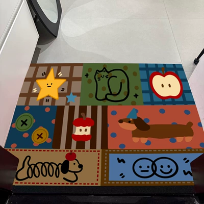 Avtomobil döşəmə paspasları — Floor Mat for Entryway, Dust-Removing - apples-and-stars-4060cm-silk-circle