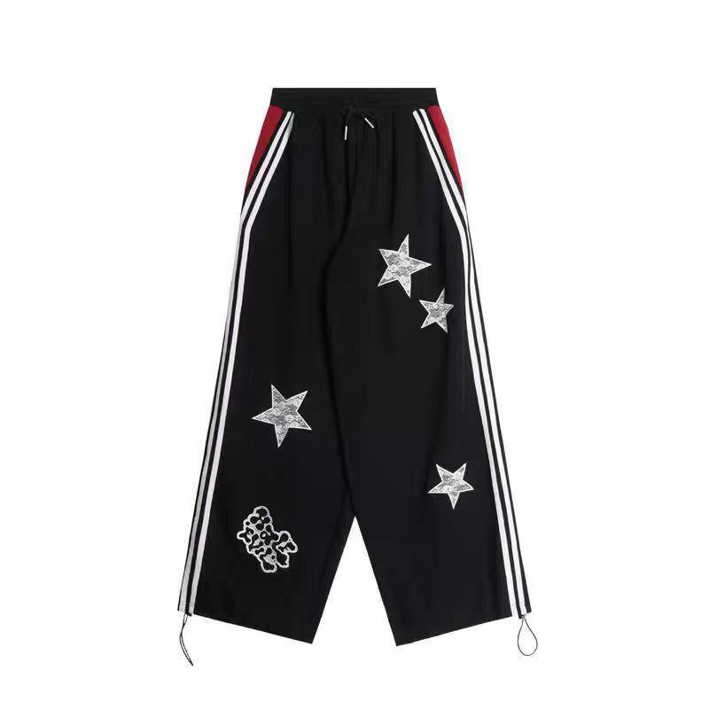 2025 Autumn New American Retro Star Embroidery Casual Sweatpants for Men, Loose Straight Wide-Leg Floor-Length Trousers 2025 Autumn New American Retro Star Embroidery Casual Sweatpants for Men, Loose Straight Wide-Leg Floor-Length Trousers