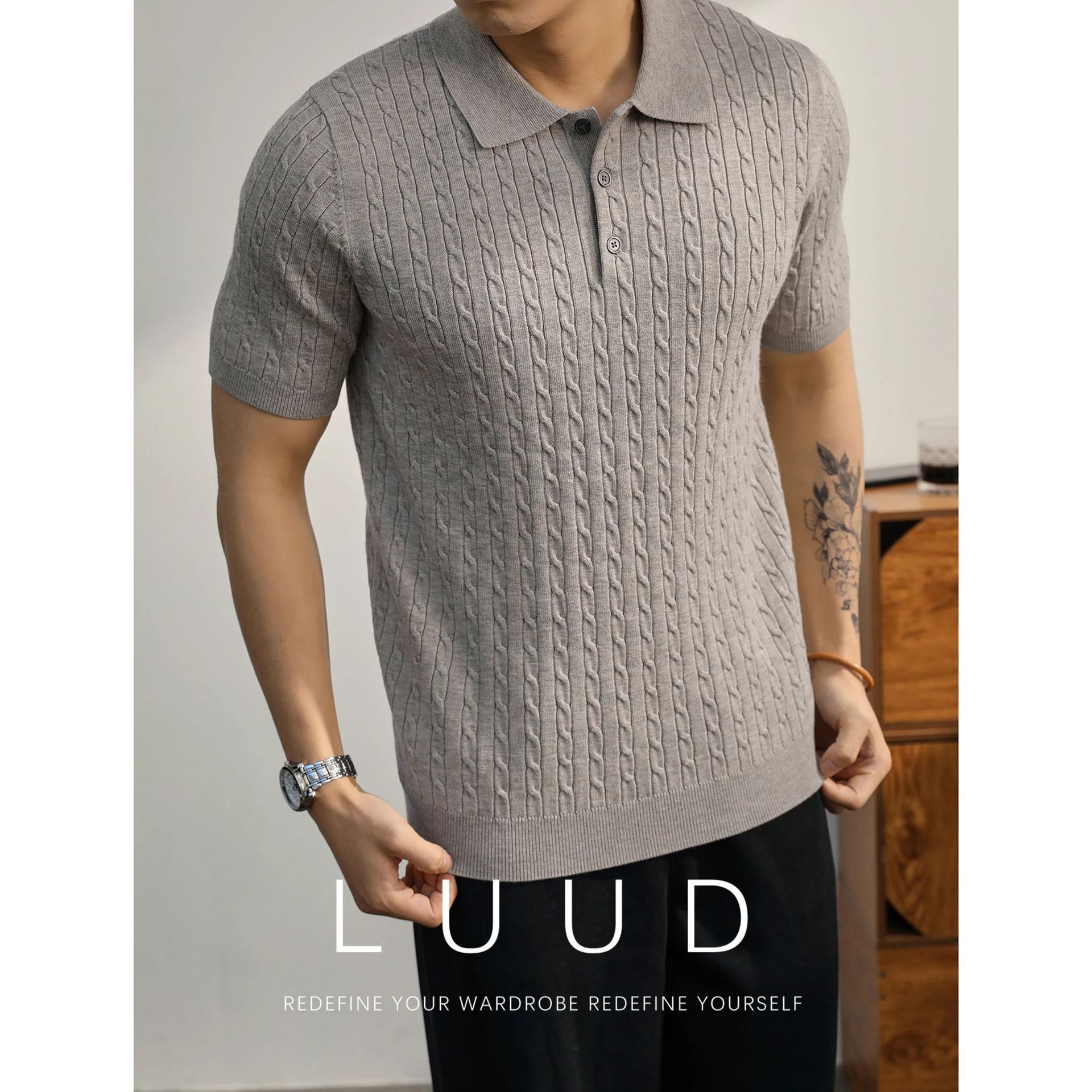 Camisa POLO, solapa, suéter de manga corta, giro masculino, negocios británicos, ocio, verano, marea de seda de hielo, comercio exterior, venta al por mayor transfronteriza