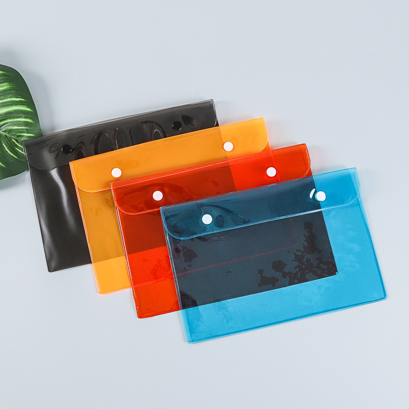 File Bag Transparent Plastic Thickened Large Capacity Snap Test Paper Storage Bag Student File Information Bag Folder