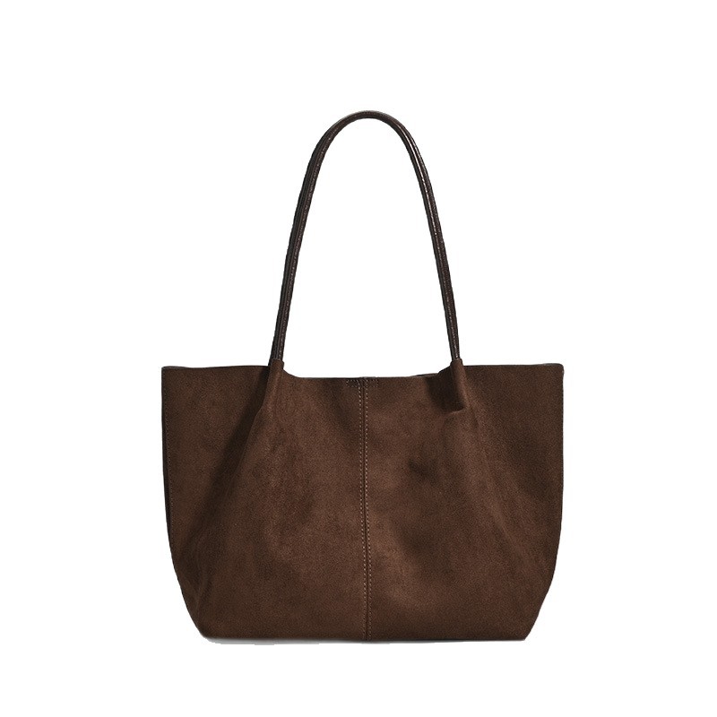 Cross-Border New Retro Suede Shoulder Bag For Women, High-End Large Capacity Tote Bag For Work And Commuting - Thumbnail 5