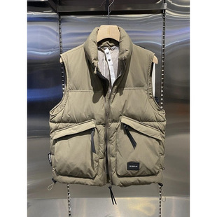 Winter stand collar sleeveless waistcoat white duck down thick vest men's warm mountain work coat