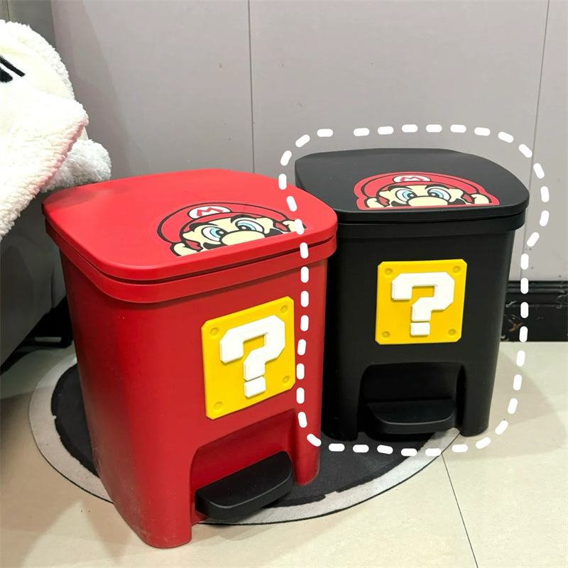 かわいい大きな目のゴミ箱家庭用蓋付き高颜値大容量漫画寝室紙かごトイレごみかご|undefined