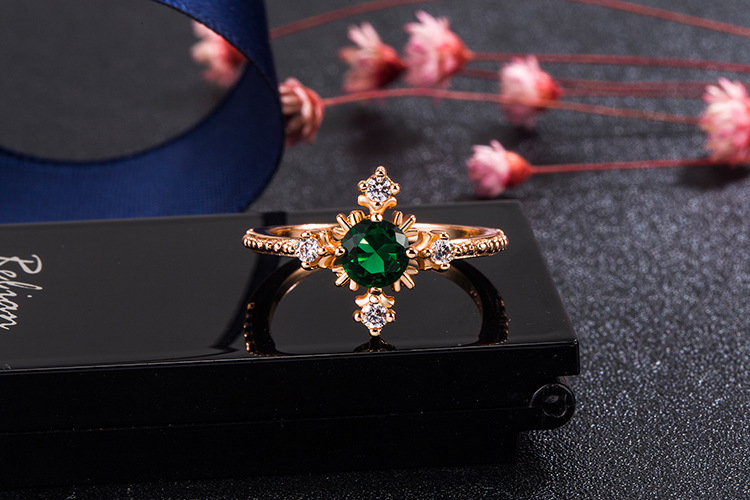 Fashion Snowflake Copper Rings Inlay Artificial Crystal Copper Rings
