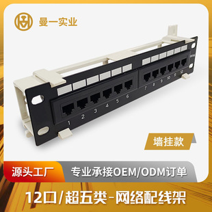 Manyi Network Distribution Frame 1U12 Port Gigabit Category 5E Cat.5E Network Cable Rack Weak Current Cable Manager Wall Hanging