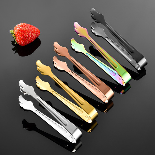 Cross-border 304 stainless steel sugar cube ice clip wings ice cube ice bucket clip ice tongs lemon food clip wholesale