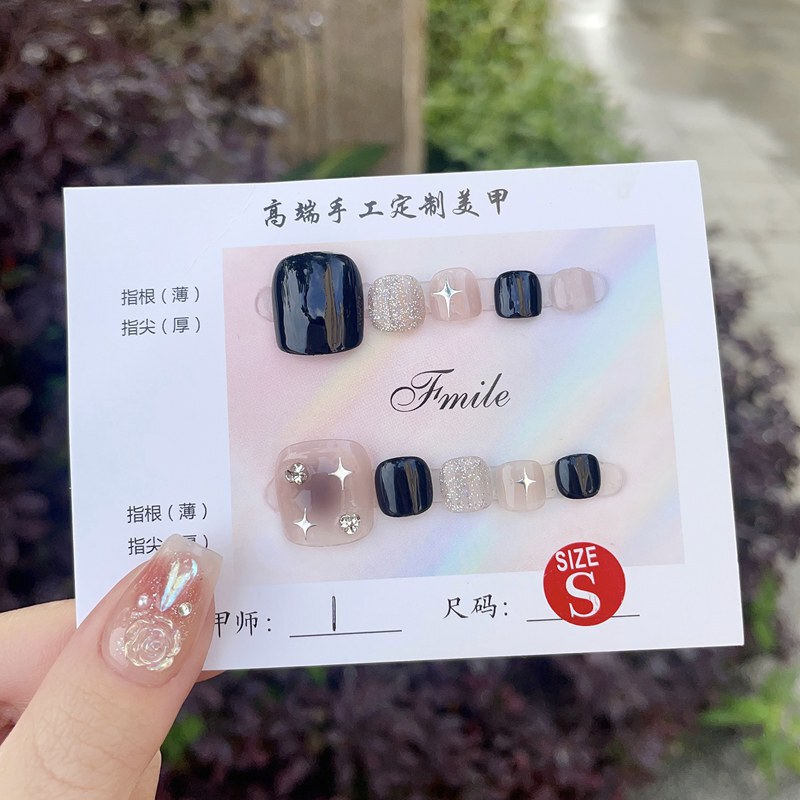 [toe Nails] Original Real Shot of Handmade Wearable Nails, Internet Celebrity Toenails, Manicure Patches, Finished Galaxy Flash Diamonds