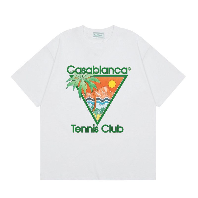 Cross-Border Casablanca Summer New Casablanca Logo Printed Men's and Women's Loose Short-Sleeved T-Shirt Trendy