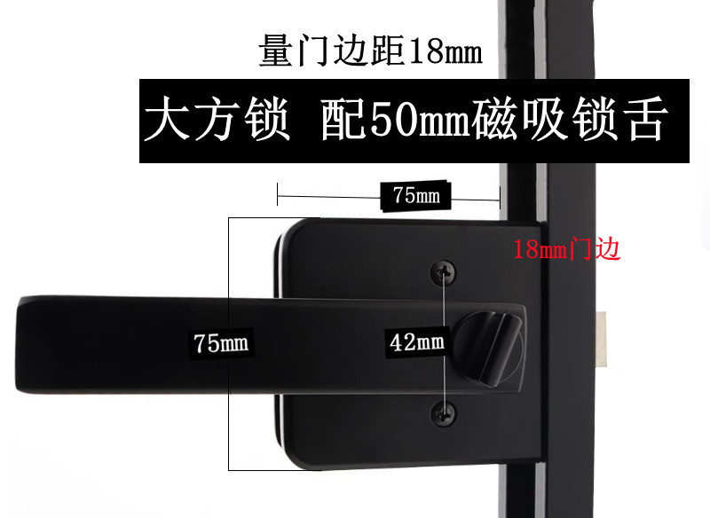 Sur de China estrecha cerradura de la puerta plana baño minimalista baño de vidrio titanio magnesio aleación de aluminio cerradura de la puerta del hogar manija de la puerta universal