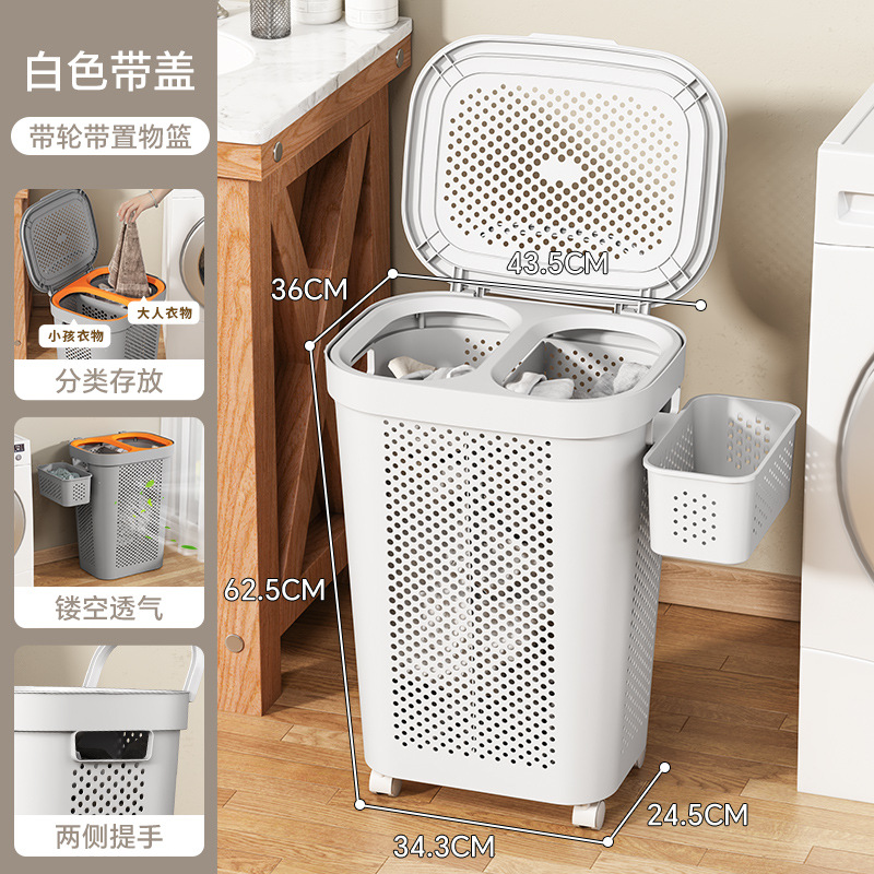 Cesta de almacenamiento Cesta de ropa sucia doméstica Baño de gran capacidad con cubierta Cesta de ropa sucia Cesta de lavandería