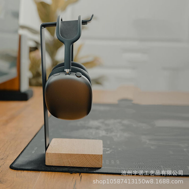 Soporte de auriculares Metal Stand Upgrade Stable Headset Holder Black Headset Holder con almacenamiento inferior image 3