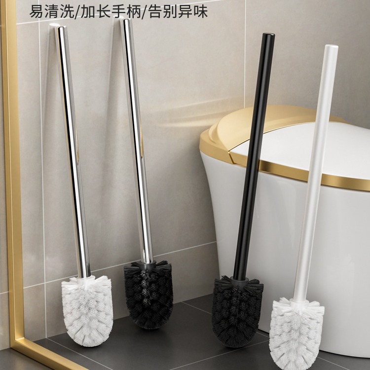 Toilet Brush Replacement Universal Household No Dead Angle Toilet Brush Long Handle Brush Rod Glass Cup Bathroom Hard Bristle Brush Head