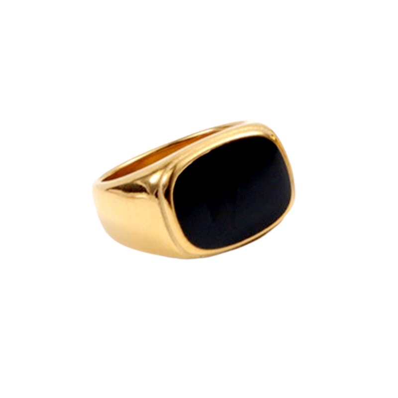 INS estilo frío anillo de acero de titanio simple gemas negras europeas y americanas anillos de pareja joyas comercio exterior al por mayor
