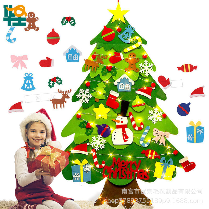 Árbol de Navidad de fieltro transfronterizo Árbol de Navidad de bricolaje para niños Árbol de Navidad tridimensional calendario no tejido árbol de Navidad colgante