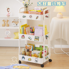 Snack Rack Storage Shelf, Small Trolley, Instagram-Style Floor-Standing Mobile Unit for Dorms, Kids' Bedrooms, and Bedside Bookshelf