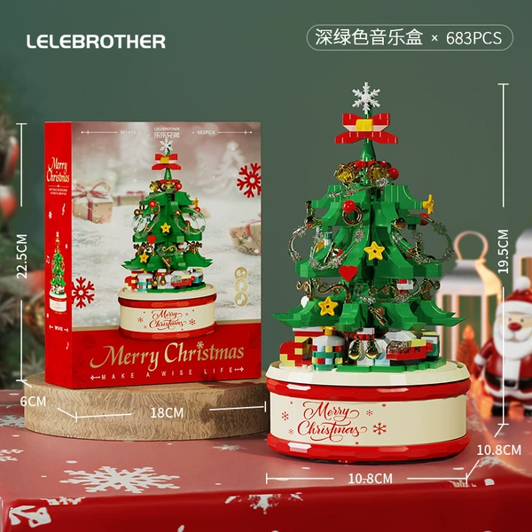 W1416 Deep Green Christmas Tree Music Box Light Version 683PCS