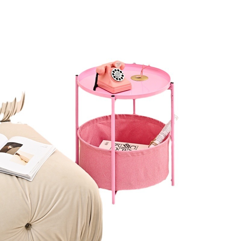 Nordic bolsa de tela de hierro sin anillo de hierro bandeja de almacenamiento mesa sofá mesita de noche moderna simple luz de lujo pequeña mesa redonda