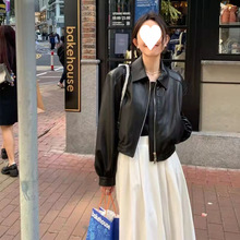 高级感港风皮衣外套女短款2025年春季新款宽松百搭时尚皮夹克洋气