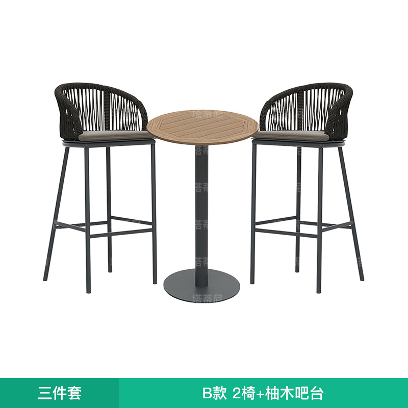 Conjunto de mesa de bar para jardín, patio o terraza, ideal para villas, verandas, cafeterías, resistente al agua y con protección solar, incluye sillas de bar. image 15