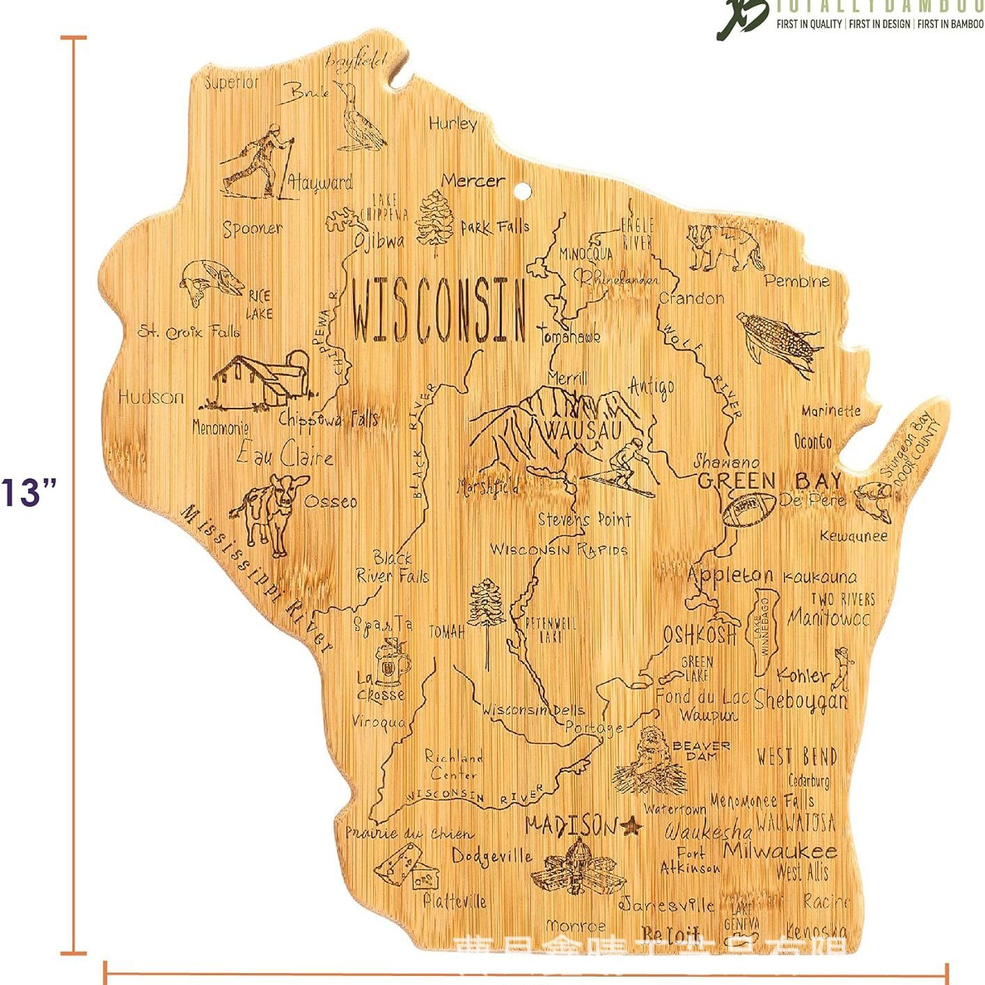 Mapa en forma de bambú tabla de cortar cocina de madera mapa creativo tabla de cortar decoración de la pared de madera tabla de cortar suplemento alimenticio