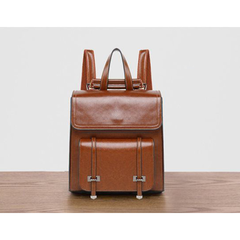 2024 nuevo bolso de cuero genuino de las mujeres bolsa de estilo retro bolsa de mensajero de la moda bolsa de hombro ocasional de gran capacidad mochila logo