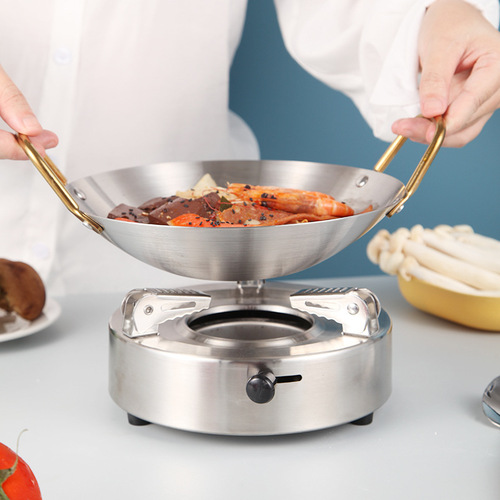 Outdoor Portable Mini Hot Pot Stove Stainless Steel Alcohol Stove Round Hotel Restaurant Home Dry Boiler Tea Stove