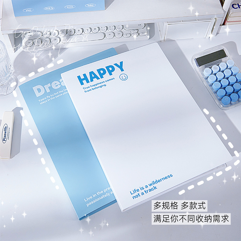 Nuevo libro de datos de estilo inglés simple, libro de almacenamiento de papel de estudiante de alto valor, carpeta de carpeta de oficina a4
