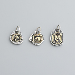 s925純銀精工泰銀扎基拉姆吊墜DIY串珠文玩手鍊項鍊配件藏式掛件