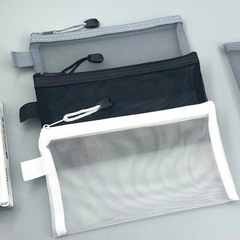 シンプル透明ネット筆袋収納袋学生試験専用携帯筆袋大容量文房具袋卸売り