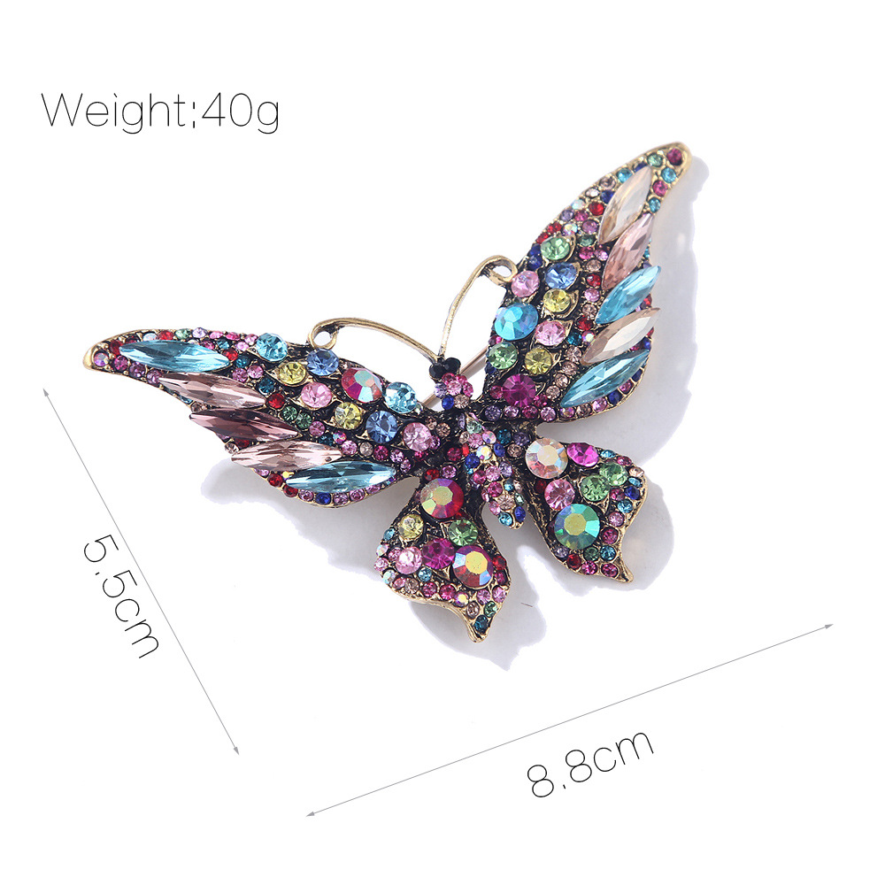 Retro Butterfly Alloy Inlay Rhinestones Women's Brooches display picture 3