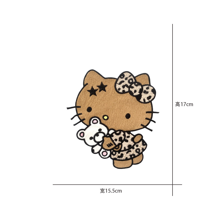 Cartoon al por mayor bordado por computadora kt pegatinas de tela de gato Sanliogou diy pegatinas de parche tejido cesta de ropa adorno accesorios pegatinas
