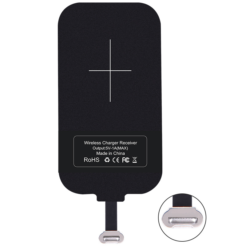 Parche de carga inalámbrico Nelkin con interfaz TIPO-C, parche de carga para teléfono móvil, receptor inalámbrico estándar QI, cargador inalámbrico