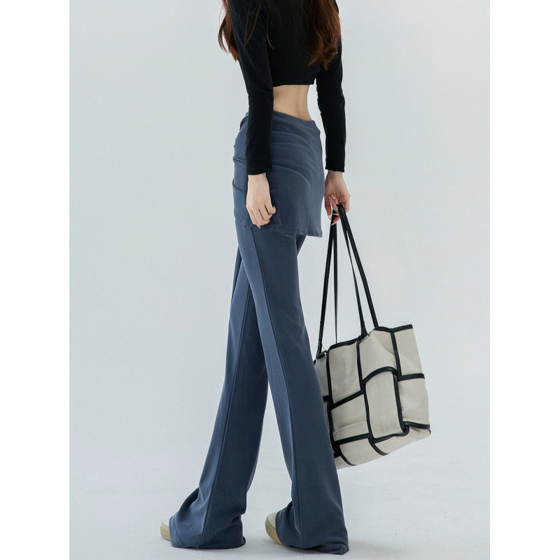 Fart Curtain Pants Women's One-piece Stacked Micro-lar Casual Pants Sports Yoga Loose No-leg Horseshoe Flared Pants Spring and Autumn