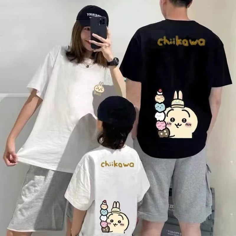 Jiyikawa 半袖 Usachi Tシャツ 男女兼用 親子着用 純綿 アニメ 漫画 二次元周辺トップス|undefined