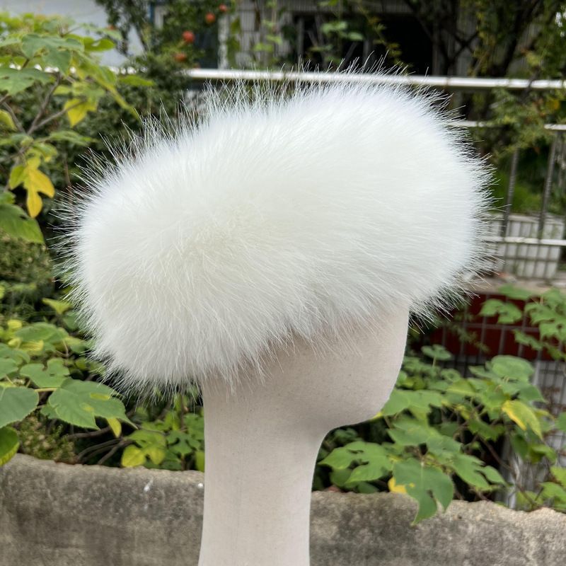 Furry Open-Top Hat Faux Fox Fur Hat Band Thickened Warm Fake Fur Brimless Open-Top Hat for Women Winter