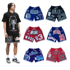 2025夏のバスケットボールスポーツ男性のゆるいスポーツパンツは、3dプリント男性の通気性パンツ男性を販売しています