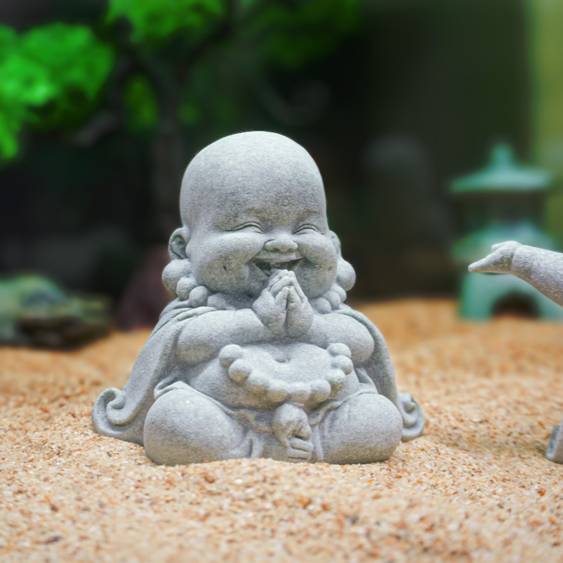 Adornos Zen de Monje Creativo, Decoración para el Hogar, Estatuas de Buda de Arenisca Verde, Accesorios para Té, Mascotas de Té Populares, Lindo Maitreya