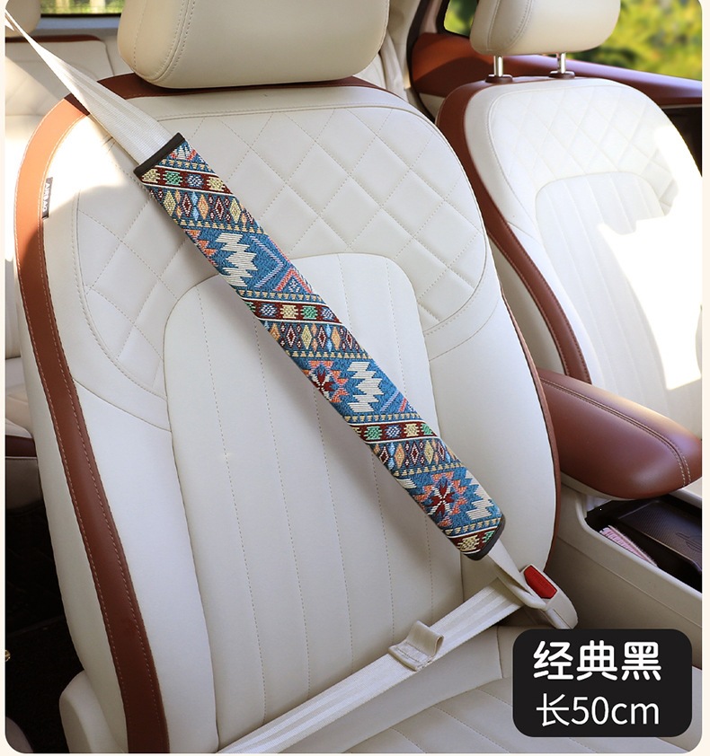 Car Seat Belt Protective Cover, Personalized Ethnic Style, Anti-Wear, Anti-Strangle Shoulder Protector, Car Decoration Set 30-50-75cm