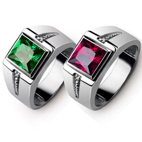 trend fashionable green square ring with stone with zircon for men…