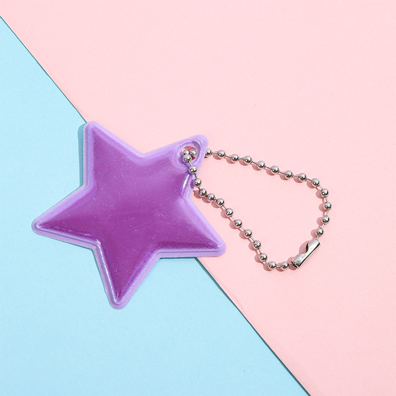 Llavero Colgante Reflectante de Estrella de PVC para Mochila Escolar y Ciclismo