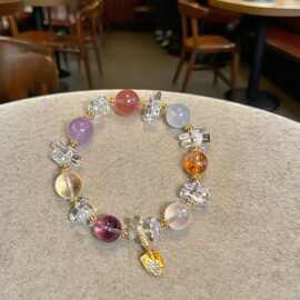 招财天然多宝手链水晶手串白水晶紫水晶黄塔晶海蓝宝闺蜜礼物手链